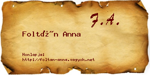 Foltán Anna névjegykártya